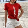 Yaz kadın moda gündelik tişörtler yaz üst tee üstleri tee-shirts artı boyut 5xl3xl ay baskı büyük boy tişört 210716