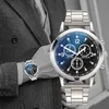 腕時計SL68 Kleurrijke Blauw licht glas drie-eye stalen band Horloge mannen casuare quartz heren horlogewristwatches