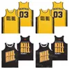 Film vidéo KILL BILL Volume 1 et 03 Beatrix Basketball Jersey Hommes Uniforme Tout Cousu Couleur de l'équipe Jaune Noir Gris HipHop pour les fans de sport Hip Hop University Mans