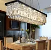 Pendellampor svart rektangulär restaurang ljuskrona europeisk led kristall modern enkel ljus kreativ sovrum lampan