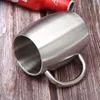 Tazas Taza de café de acero inoxidable de 400 ml Taza de cerveza Tazas térmicas antiescaldaduras portátiles para agua de té con leche con asa Tazas para bebidas en casa y oficina