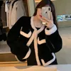 Warm Lady Sheep Shaving Lambs Giacca in pelliccia sintetica Puffer Bomber Jacket Profumo Black White Vest Crop Top Tasche Parka L220725