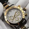 Męski zegarek Montre de Luxe Japan VK64 Chronograph Ruch Ceramic Round Gyro Cap Men Stal nierdzewna
