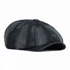 Denim Mężczyźni Berets Autumn Vintage Solid Kolor Octagon Cap Women French Peak Caps Gatsby Casual Newspaper Sprzedawca kapelusz J220722