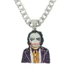 Hänge halsband hip hop punk bling is ut full strass kubansk länk kedja guld silver färg clown halsband för män kvinnor rappare juvelr