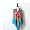 160cm femmes russe National Babushka écharpe dame gland imprimé fleuri coton foulard enveloppes plage voyage ombre châles Bandana
