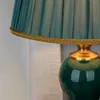 Chinese Style Green Ceramic Table Lamps European Cloth CoverModern Living Room Bedroom Bedside Study E27 Decor Table Lamp EU/AU/US/UK Plug