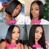 SVT REMY Human Hair Bobs 150 ٪ كثافة قصيرة الدانتيل الأمامية للمرأة السوداء الماليزية الإغلاق المستقيم الباروكة