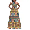 Lässige Kleider O-Ausschnitt Elegante Party Sexy Maxikleid Afrikanische Stammeselefanten Kaleidoskop Muster Benutzerdefinierter Druck Sommer Damen Ärmellos