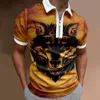 Herren T-Shirts Herren Casual Top Shirt 3D-Druck Reißverschluss Umlegekragen Mode Lose Bluse Kurzarm Tops Herren Baumwolle T-Shirts PackM