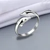 Double Dauphin Amour Bague Ouverte Femelle Dauphin Amour Anneaux En Argent