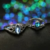 Klusterringar Vintage Moon sets Hollow Heart Shiny Crystal Stone Flowers Carving Geometry Leaf Wave For Women Jewelry