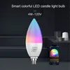 Ampoules LED intelligentes à intensité variable E12 E14 Lampe à bougie RGBW colorée