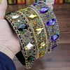 Saç klipsleri barrettes vintage barok sarı kristal diamante kafa bantları kraliyet mavi rhinestone saç bantları kadınlar için bling düğün mücevher