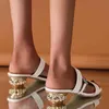 Sandalen mode damesschoenen hoge hakken water boor mond vissen dikke wig strand flip flops 220121