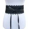 Cintos para mulheres vestido de noiva Banda de cintura feminina preta branca cinturão largo de couro de espartilho de renda de renda auto -gravata