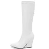 Stivali Sexy Bianco Rosso Alti Al Ginocchio Donna Autunno Inverno Zeppe Tacchi Coscia per Scarpe Lunghe Fetish Party di Grandi Dimensioni 220805