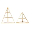 Jewelry Pouches Bags 95AB 3 Tiers Boxes Storage Geometric Ring Case For Display Brass Glass Pyramid Organizer Box Wynn22