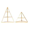 Smyckespåsar Väskor 95AB 3 Tiers Boxar Lagring Geometriska ringfodral för Display Brass Glass Pyramid Organizer Box Wynn22