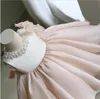 Robes de fille rose tulle robes de baptême perles bébé infantile robe de princesse événement fête porter dentelle baptême sans manches tenue de naissance