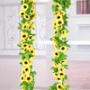 Fiori decorativi Ghirlande 1 pz 260 cm Artificiale Girasole giallo Ghirlanda Fiore Vite Matrimonio Arco floreale Decor Seta
