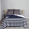 Blankets Nautical Navy Blue Stripes And White Anchor Fleece Multi-function Soft Throw Blanket For Home Bedroom BedspreadBlankets