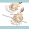 Hipoalergiczne kolczyki ze stali nierdzewnej Shell Pearl European and American alumn Conch for Women Girl