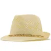 Chapeaux à large bord été Jazz femmes chapeau de paille plage hommes soleil décontracté Panama mâle casquette corde Patchwork rayé visière Scot22