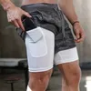 Pantaloncini estivi 2 in 1 da uomo Fitness Running Pantaloni corti da bodybuilding maschile ad asciugatura rapida 220608