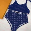 Férias de banho de banho de banho acolchoado Halter maiô High Swimwear Classic Letter Print Bikini feminino