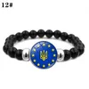 Nuovo arrivo Ucraina Bracciale Simbolo ucraino Cabochon in vetro Bracciali in pelle multistrato Uomini di alta qualità Braccialetti Favore di partito JLA13046