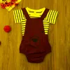 Kleidungssets Großhandel Sommerkleidung 2PCS Geborenes Baby Mädchen Junge Gestreiftes T-Shirt Niedlicher Bär Strampler Outfit SetsKleidung