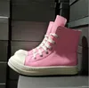 Designer Unisex Rosa / Rosso Stivaletti classici da donna Street Dancing Rock Pink Leather Men Boot Lace Up High Top Causal Shoes Donna Fashion Sneakers size35-47