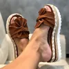 Women Sandals Flat Shoes Ladies Beach Shoes Slipper Home Casual Slippers Silk Bow Outdoor Fashion Student