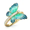 Cluster anneaux papillon pour femmes 2022 bijoux goutte à goutte huile émail cristaux déclaration bague femme AnelCluster