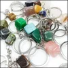 Key Rings Fashion Irregar Stone hanger Keychain Healing Pink Crystal Chains accessoires Drop levering 2021 Sieraden Dhseller2010 DHDSY