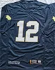 NCAA University 12 Ian Book College Jersey Football 3 Joe Montana All Szygowany zespół granatowy biały zielony kolor dla fanów sportu oddychaj czysty bawełniany wysoki/dobry