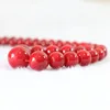 Chaînes De Mode Corail Rouge Artificiel 6-14mm Perles Rondes Collier Charmes Femmes Cadeaux Élégants Corde Bijoux Diy 18 pouces B666ChainsChains