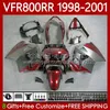 هيكل السيارة لهوندا Interceptor VFR800R VFR 800RR 800 CC RR 98-01 Bodys 128NO.37 VFR800RR 800CC VFR800 98 99 00 01 VFR-800 RR 1998 1999 2000 2001 Gray Red Fleading Kit