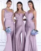 2022 Mermaid Bruidsmeisjekleding Blush roze Afrikaanse een schouder vloer lengte bruiloft Guestjurken Junior bruidsmeisje Ribbon feestjurk BC12587 GB0906
