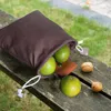 Sacs de rangement Sac de nourriture portable en plein air Pochette de cueillette de fruits Pliable Berry Puch Cuir Bushcraft Toile Randonnée CampingStorage