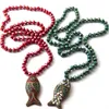 Pingente colares moda marinha longa cristal de vidro amarrado peixe para jóias tribais boêmias