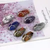 Draht umwickelt Sarg Glücksbaum des Lebens Charms Naturstein Rosenquarz Heilkristall Tigerauge Amethyst Anhänger für Halskette Schmuck ACC