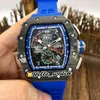 Luxury Mens Mechanics Watch Richa Milles Wristwatches Flyback Big Date Top Black Carbon Fiber Rm11-04 Miyota Autoamtic Mechanical Skeleton