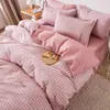 Bettwäsche-Sets, rosa Gitter, bedruckt, kariert, gestreift, gepunktet, Leopard, Bettbezug-Set, Bettdecke für Erwachsene, Kind, Blatt und Kissenbezug, Tröster-Set, Bettwäsche