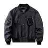 Hot sale Mcikkny Men Spring Autumn Cargo Black Bomber Jackets Multi Pockets Streetwear Techwear Outwear Coats For Male Patchwork