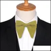 Cravates de cou Accessoires de mode Hommes Veet Vintage Noeud papillon pour hommes Femmes Tuxedo Solide Couleur Big Bowtie Bowknot Adt Bowties Cravats Yellow Tie1