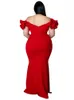 Plus Size Kleider Meerjungfrau Kleid Frauen Weg Von Der Schulter Rückenfreie Roben Sommer Mode Geraffte Splice Sexy Elegante Party GownPlus