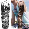 NXY Tillfällig tatuering Stor Storlek Gud S För Kvinnor Män Vuxen Fake Skull Tribal Forest Sticker Sleeve Black Body Art Arm DIY Tatoo 0330