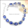 Other Jewelry Sets Luckyshine Bride Weddings 3 Pcs 925 Sier Necklace Oval Swiss Blue Topaz Pendantds Bracelet Stud Earrings Drop Delivery 20